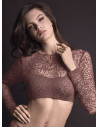 SECRET padded long-sleeve top in animal-print dévoré tulle