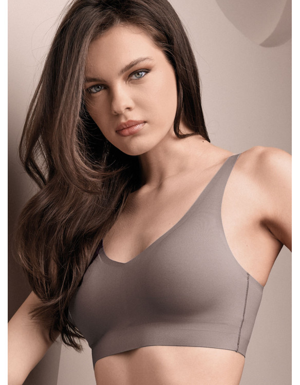 Brassiere esternabile TOUCH in microfibra satinata termosaldata con coppe supersoft estraibili e spalla larga