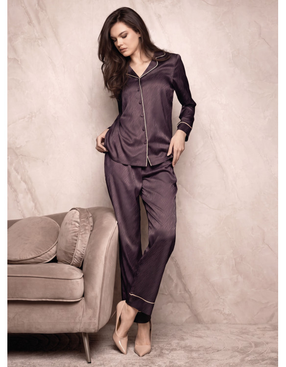 Pigiama aperto SAVAGE in raso jacquard animalier
