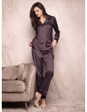 Pigiama aperto SAVAGE in raso jacquard animalier