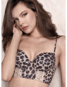 Corsetto donna SEDUCTION Lormar in microfibra animalier con coppe imbottite preformate e dettagli in pizzo