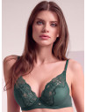 Cut out lace soft push-up bra. SATEN