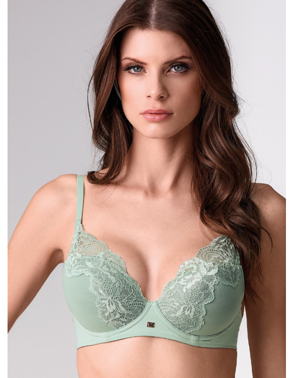 Cut out lace soft push-up bra. SATEN