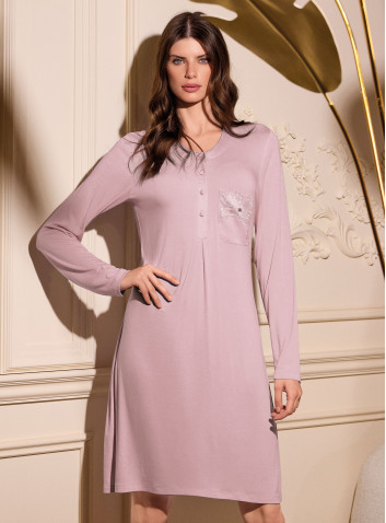 Long sleeve grandad nightdress - SATÈN