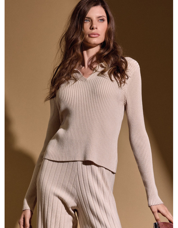 Long-sleeve polo top - TWINS