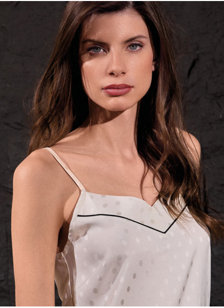 Baby doll in raso setificato jacquard con piping a contrasto e short Serie Silk LORMAR