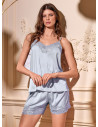 Baby doll in raso setificato con pizzo e short coordinato Serie Satèn LORMAR