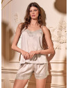 Baby doll in raso setificato con pizzo e short coordinato Serie Satèn LORMAR
