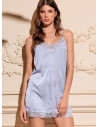 LORMAR Satèn silky satin slip dress with lace neckline and lace hem