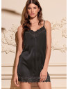 LORMAR Satèn silky satin slip dress with lace neckline and lace hem