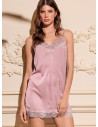 LORMAR Satèn silky satin slip dress with lace neckline and lace hem