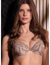 Reggiseno balconcino push-up animalier in tulle e pizzo con coppe graduate e ferretto Serie Wild LORMAR