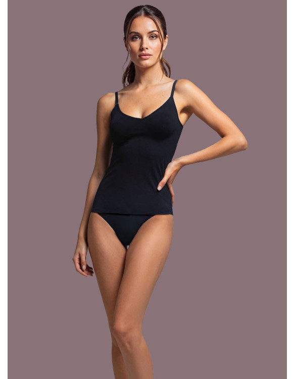 Canotta esternabile nera senza ferretto Touch FLOW con coppe estraibili Lormar