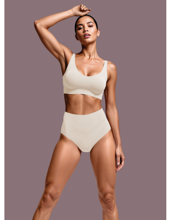 Touch high-waisted seamless microfiber briefs in make up by Lormar