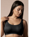 Top senza ferretto UNICA Lormar in pizzo tattoo color Nero, con coppe supersoft e spalla larga.