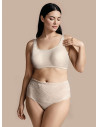 Lormar DEA high-waisted briefs in milk tattoo lace and microfibre, with control structure