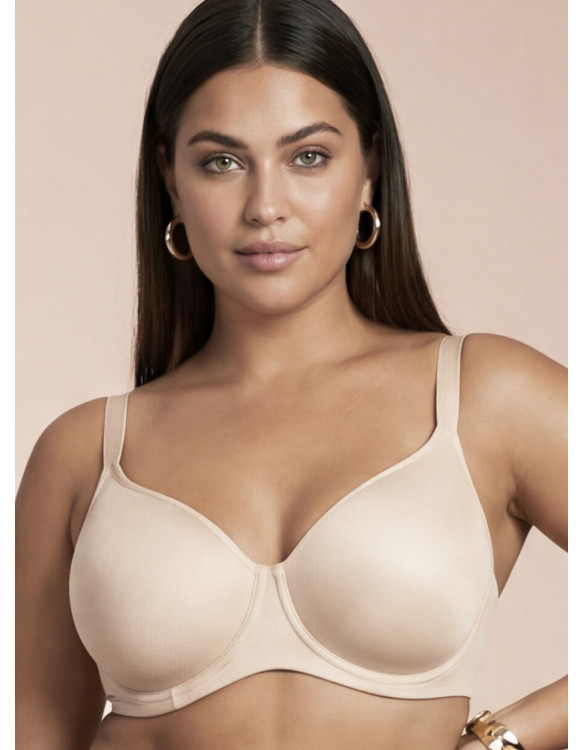 Lormar DIVA padded balcony bra in milk microfibre, with stretch spacer cups, underwire and wide straps