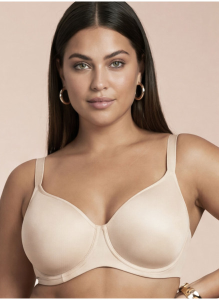 Lormar DIVA padded balcony bra in milk microfibre, with stretch spacer cups, underwire and wide straps