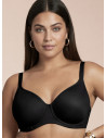 Lormar DIVA padded balcony bra in black microfibre, with stretch spacer cups, underwire and wide straps