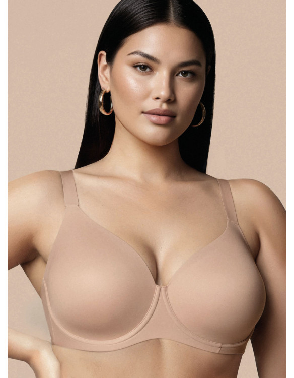 Reggiseno alto sfoderato MUSA Lormar in microfibra color Honey, con ferretto e coppe preformate