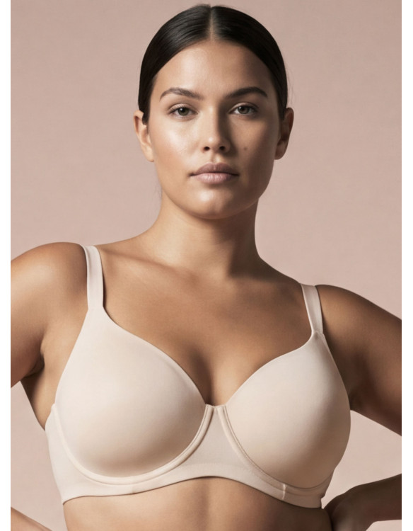 Reggiseno alto sfoderato MUSA Lormar in microfibra color milk, con ferretto e coppe preformate