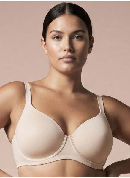 Reggiseno alto sfoderato MUSA Lormar in microfibra color milk, con ferretto e coppe preformate
