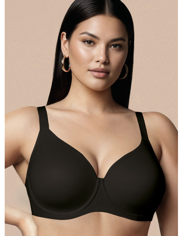 Lormar MUSA full cup soft bra in Black microfibre, with underwire and pre-shaped cups