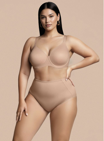 Lormar MUSA high-waisted briefs in honey microfibre, with control structure and smooth fit,