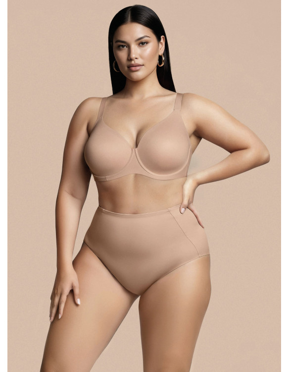 Lormar MUSA high-waisted briefs in honey microfibre, with control structure and smooth fit,