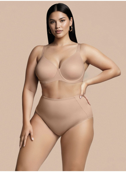 Lormar MUSA high-waisted briefs in honey microfibre, with control structure and smooth fit,