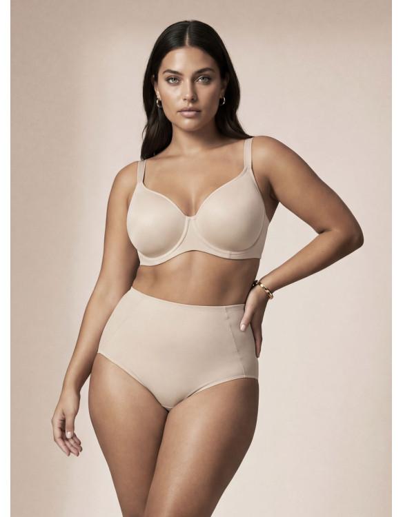 Lormar MUSA high-waisted briefs in Milk microfibre, with control structure and smooth fit,