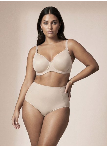 Lormar MUSA high-waisted briefs in Milk microfibre, with control structure and smooth fit,