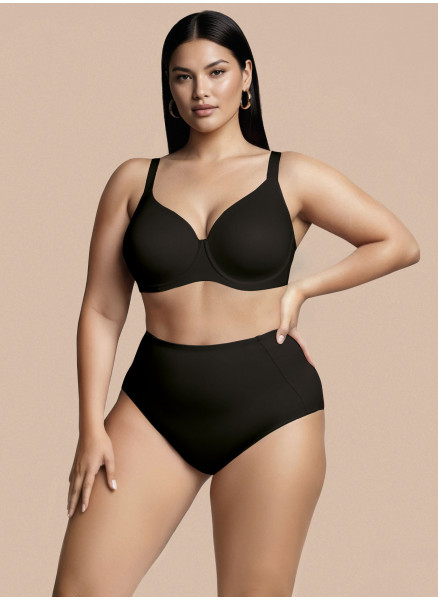 Lormar MUSA high-waisted briefs in black microfibre, with control structure and smooth fit,