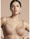 Lormar ICONA full cup padded balcony bra in honey tattoo lace, with stretch spacer cups and underwire.