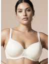 Lormar ICONA full cup padded balcony bra in milk tattoo lace, with stretch spacer cups and underwire.