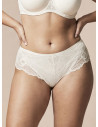 Lormar ICONA midi Brazilian briefs in milk microfibre and tattoo lace, with invisible support and lace details on the sides