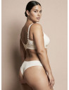 Lormar ICONA midi Brazilian briefs in milk microfibre and tattoo lace, with invisible support and lace details on the sides