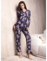 Lormar Bijoux women’s button-up pyjamas with a long-sleeved floral shirt-style top and matching long trousers