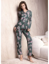 Pigiama aperto donna Bijoux Lormar con maglia a maniche lunghe stile camicia e pantalone lungo in fantasia floreale