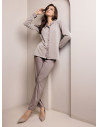 Pigiama aperto donna MIDI Lormar in viscosa pesante melange bicolore con maglia a maniche lunghe e pantalone lungo unito