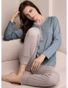 Lormar MIDI women’s grandad pyjamas in heavyweight viscose with a long-sleeved top and cuffed long trousers