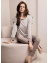 Pigiama girocollo donna MIDI Lormar in viscosa pesante melange bicolore con maglia a maniche lunghe e pantalone lungo slim