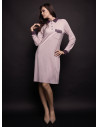 Women’s heavyweight viscose nightdress JOLIE Lormar with an all-over pointillé dot print, long sleeves, shirt collar