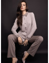 Pigiama aperto donna JOLIE Lormar con stampa pois pointillé, maglia a maniche lunghe con collo a camicia e pantalone coordinato