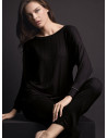 Pigiama girocollo donna WELLNESS Lormar in viscosa pesante a costina con maglia a maniche lunghe e pantalone lungo slim