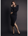 Lormar COUTURE women’s heavyweight viscose home dress with V neckline, long sleeves and silky embroidery