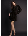 Vestaglia aperta donna COUTURE Lormar in soft velour con collo sciallato, cintura e ricamo setificato