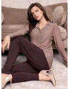 Pigiama aperto donna TOGETHER Lormar in viscosa pesante jacquard a quadretti con maglia a maniche lunghe e pantalone lungo unito