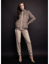 Tuta full zip donna FANCY Lormar in soft velour animalier con pantalone lungo unito