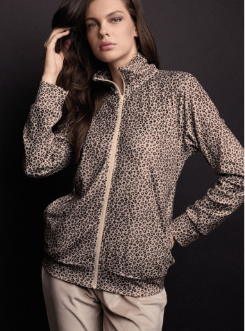 Tuta full zip donna FANCY Lormar in soft velour animalier con pantalone lungo unito 2